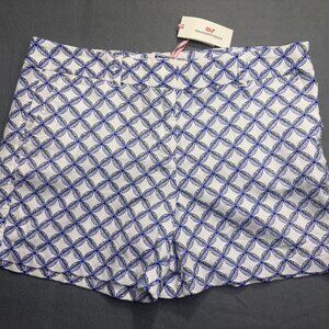 NEW NWT Women's Vineyard Vines Coral Reef Leaf Cotton Chino Shorts Blue Prep 14